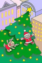 Illustration for postcard - 「Big Christmas tree」