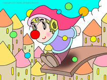 Cute pierrot ・ Jump ・ Digital art ・ Pierrot illustration ・ Pierrot image