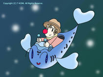 The ocean ・ Clown ・ Submersible vessel ・ Fish ・ Comic illustration
