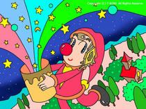 Brilliant star ・ Surprise box ・ Pierrot picture ・ Cartoon pierrot ・ Colorful illustration