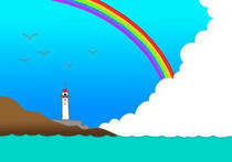 Sea ・ Rainbow ・ Lighthouse ・ Towering cloud in summer ・ Fine weather