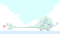 Dinosaur ・ Elephant ・ Toy ・ Blue sky ・ Cloud