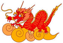 Japanese dragon design, Red Dragon, Clouds